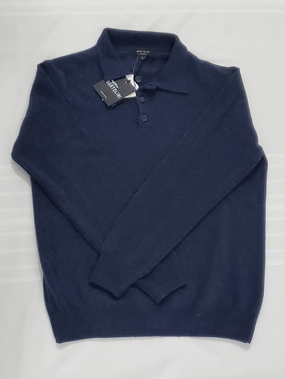 NWT Maglificio BARTOLINI Men's Navy Polo Collar Cashmere Sweater Made In Italy